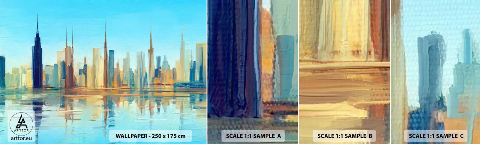 Fototapetenmuster Standard Eco - Sonnige Metropole - Stadt, Die Architektur, Stück - 100x30 cm