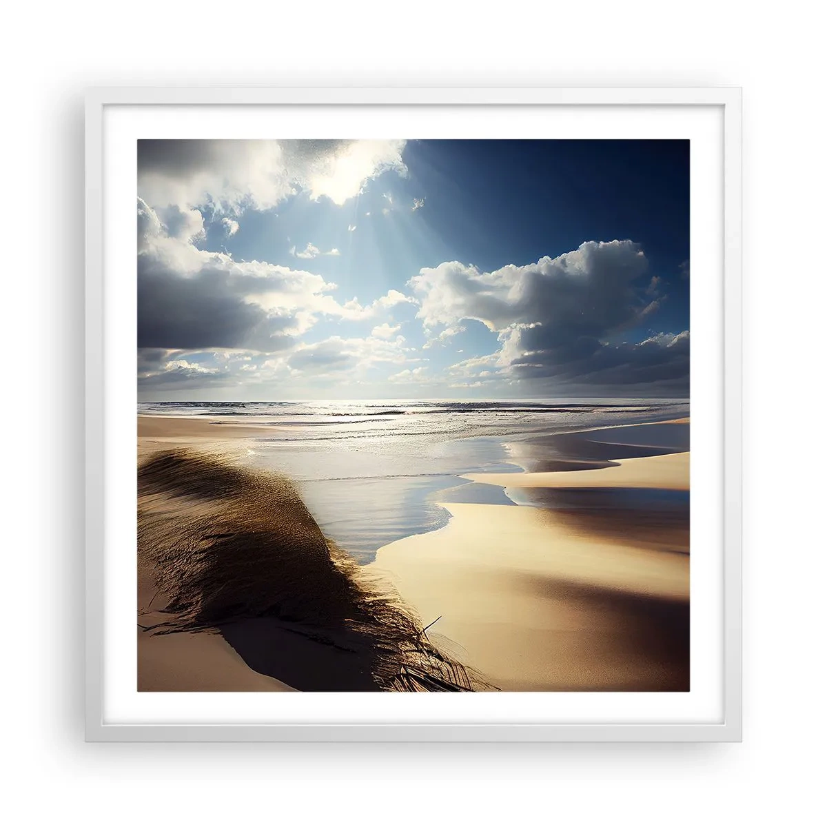Poster in einem weißen Rahmen - Strand, wilder Strand - 60x60 cm