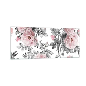 Glasbild - Bild auf glas - Verliere dich in den Blüten der Rosen - 100x40 cm