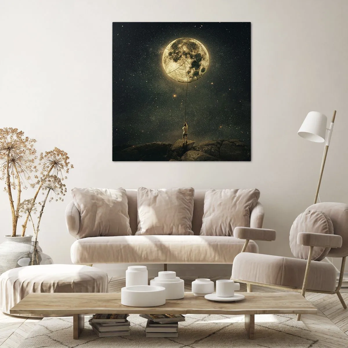 Bild auf Leinwand - Leinwandbild - Der Mann, der den Mond gestohlen hat - 60x60 cm