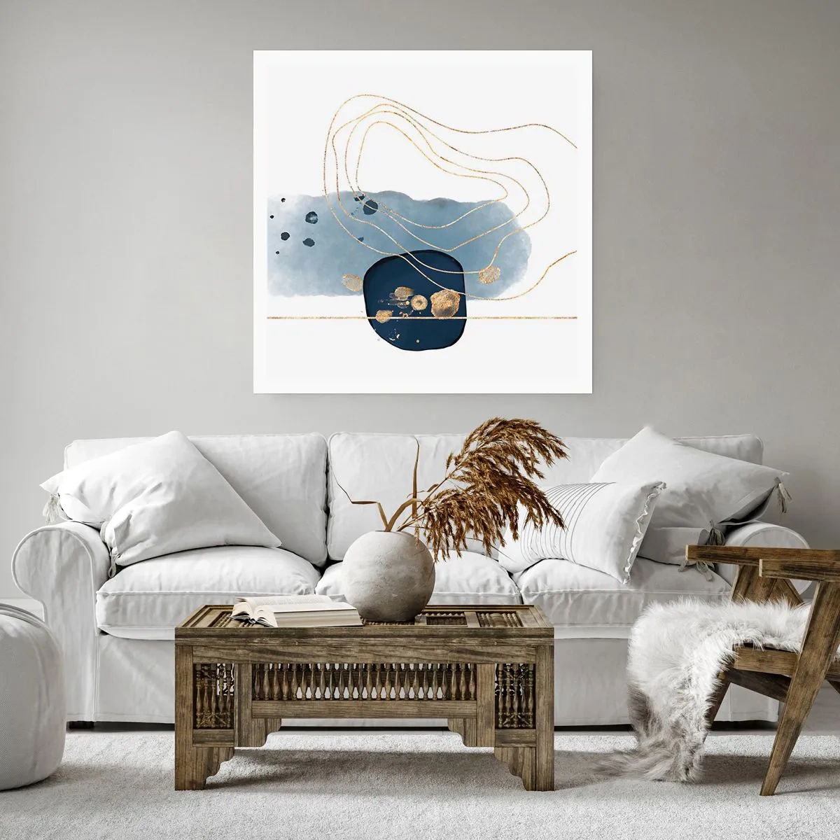 Poster - Blau-goldene Fantasie - 40x40 cm