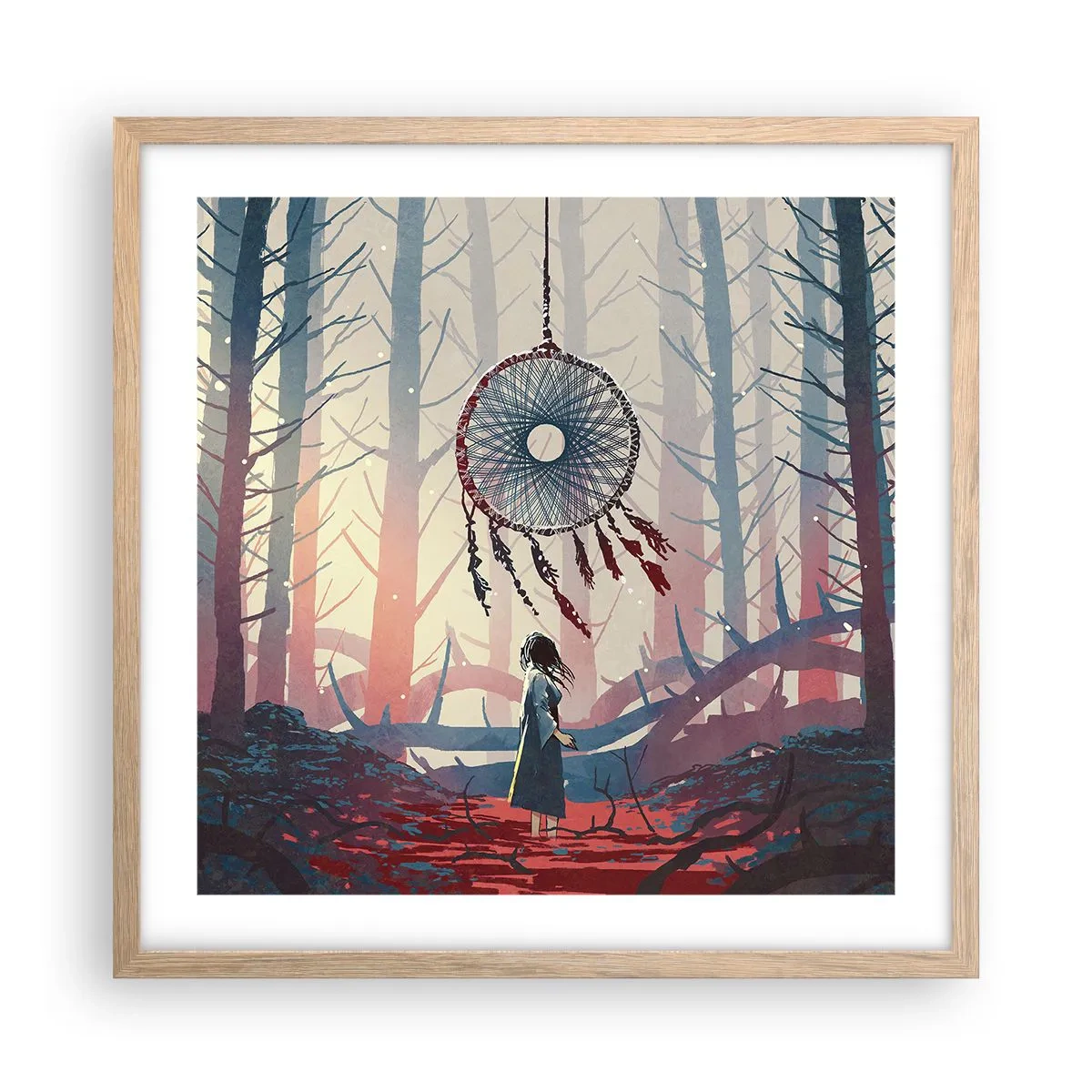 Poster in einem Rahmen aus heller Eiche - Geheimes Glücksritual - 50x50 cm