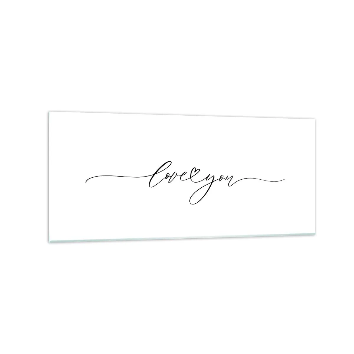 Glasbild - Bild auf glas - Die Aufschrift „Ich liebe dich“ in eleganter Schriftart - 120x50cm - Schwarz auf weiß - Moderne Wanddekoration für Wohnzimmer und Schlafzimmer ARTTOR