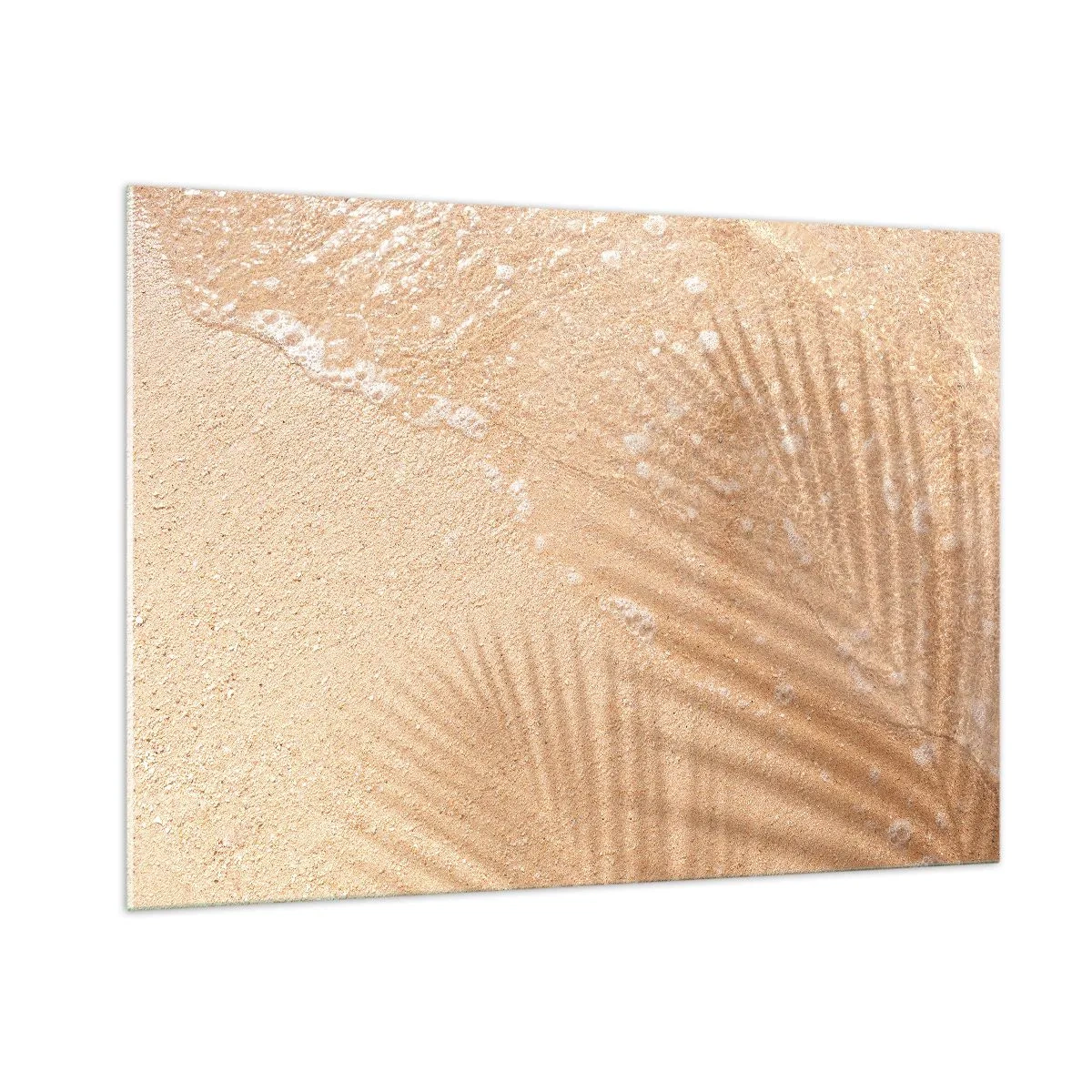 Glasbild - Bild auf glas - Strand und Schatten im Sand - 100x70cm - Der Schatten eines heißen Sommers - Moderne Wanddekoration für Wohnzimmer und Schlafzimmer ARTTOR