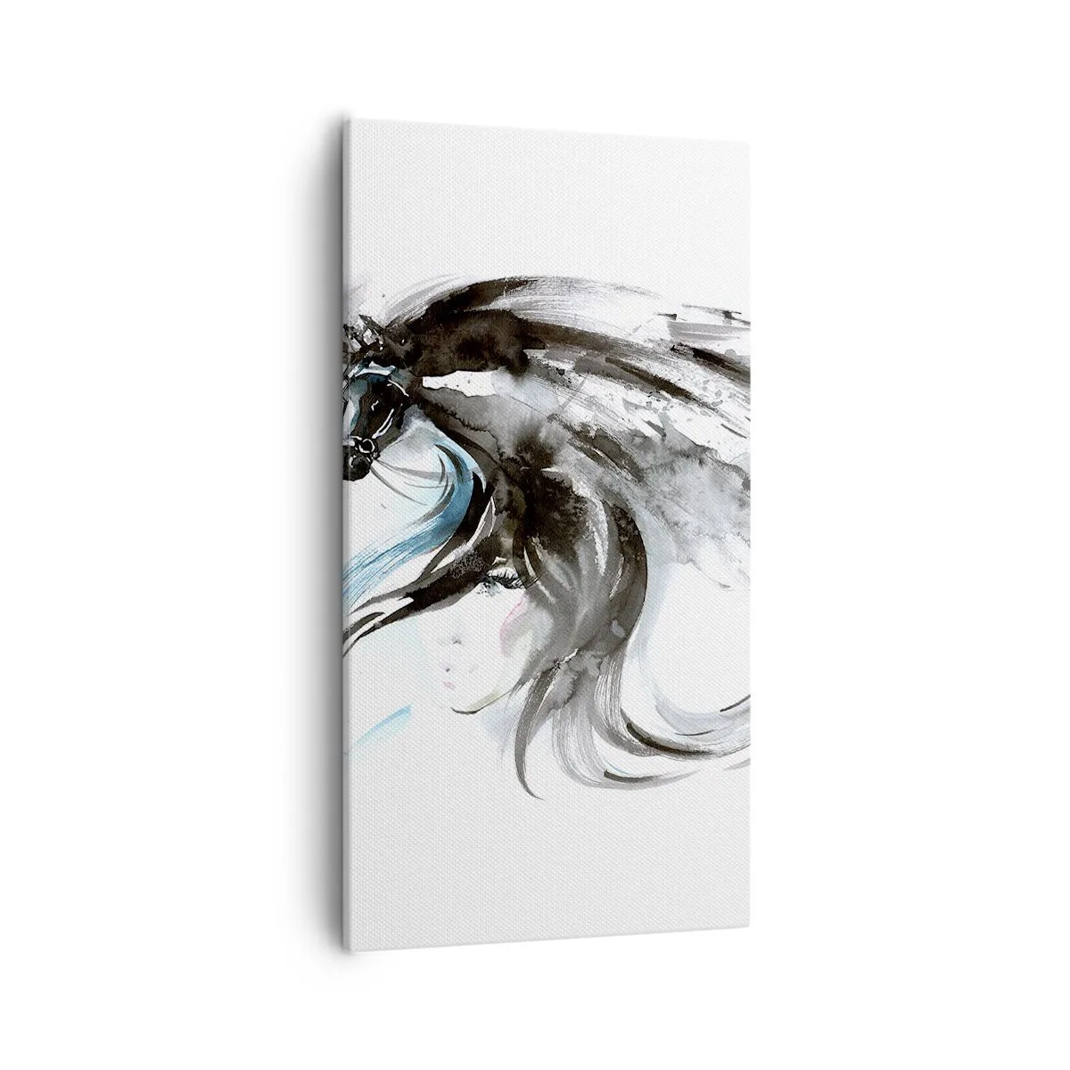 Bild auf Leinwand - Leinwandbild - Schwarzer Prinz Galopp - 55x100 cm