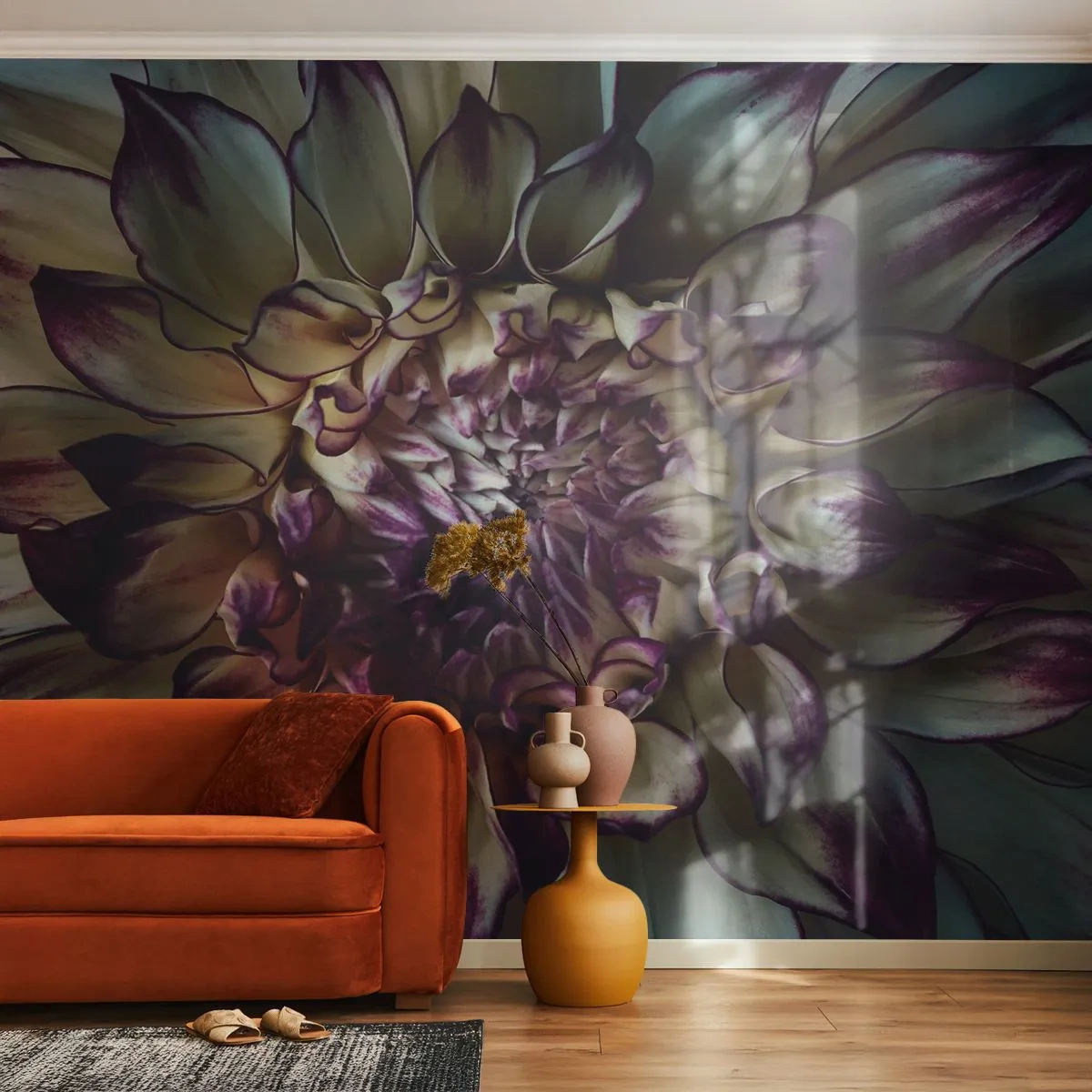 Selbstklebende Fototapete Deluxe Sticker - Die Blütezeit der Jugend - Blumen, Dahlie, Blühende Blumen - 500x350 cm