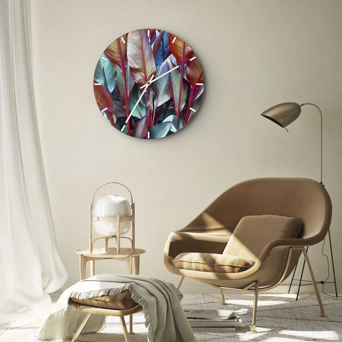 Wanduhr - Glasuhr - Buntes Dickicht - 40x40 cm