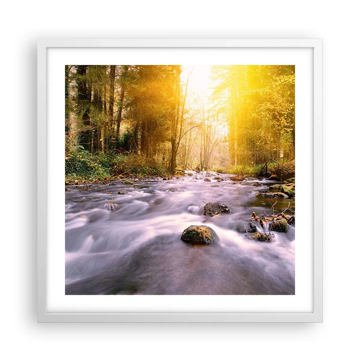 Poster in einem weißen Rahmen - Malachit im Silber- und Goldrahmen - 50x50 cm