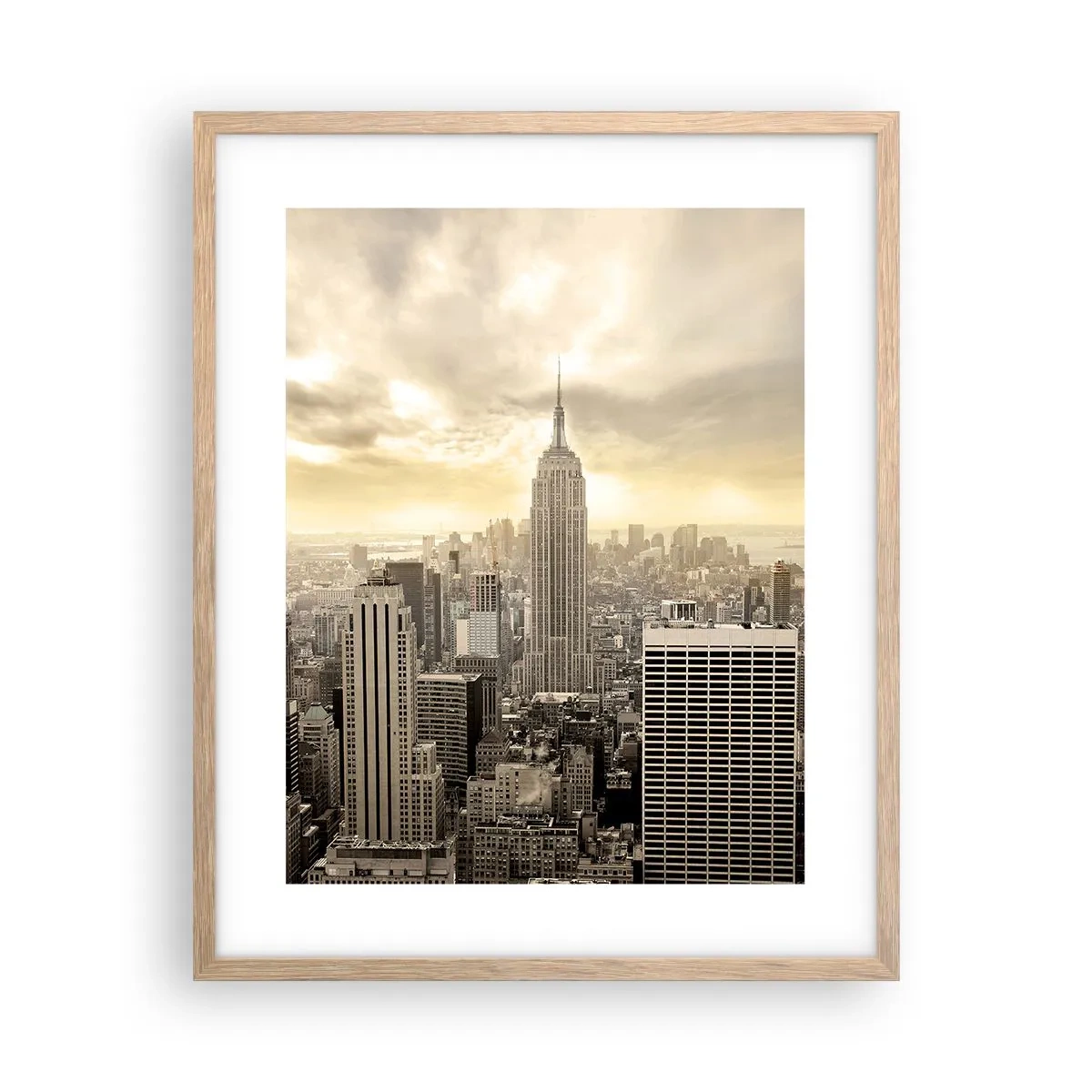 Poster in einem Rahmen aus heller Eiche - New York aus Grau - 40x50 cm