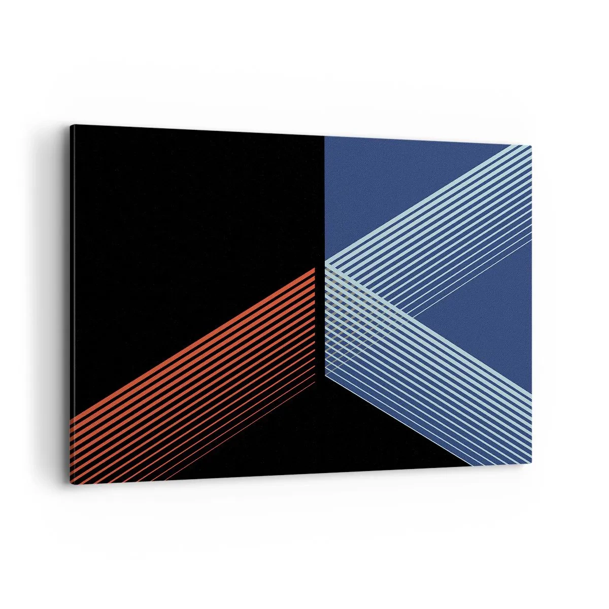 Bild auf Leinwand - Leinwandbild - Geometrische Linien in Rot- und Blautönen - 120x80cm - Eine einfache Geschichte - Moderne Wanddekoration für Wohnzimmer und Schlafzimmer ARTTOR