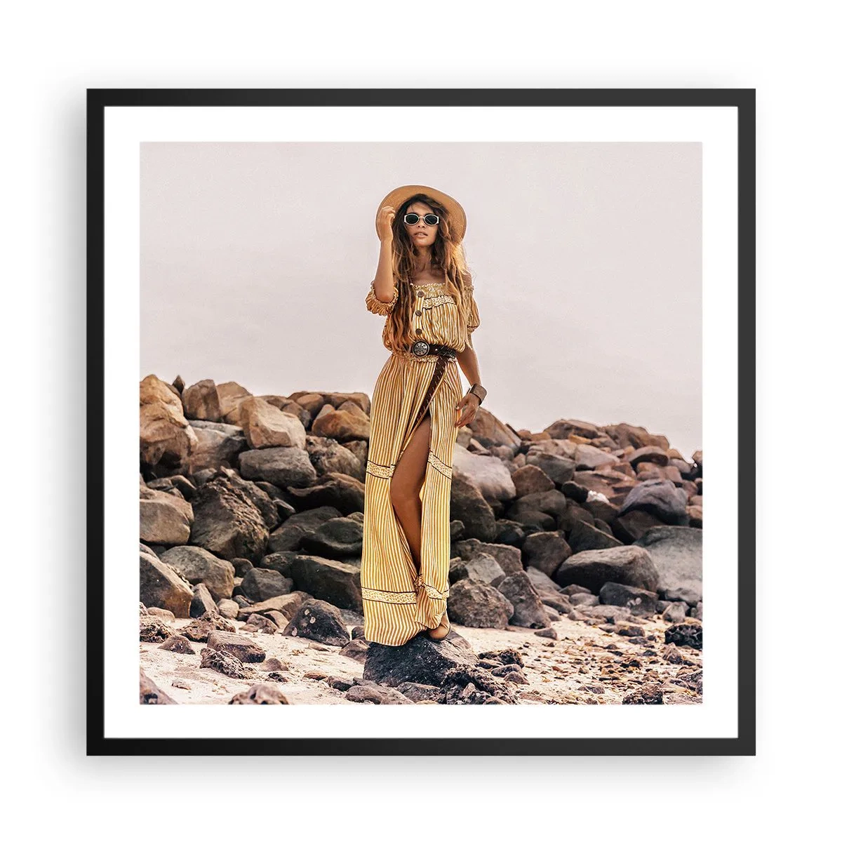 Poster in einem schwarzem Rahmen - Die Magie der Steine - 60x60 cm