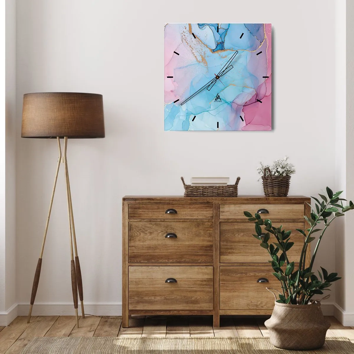 Wanduhr - Glasuhr - Begegnung und Durchdringung - 40x40 cm