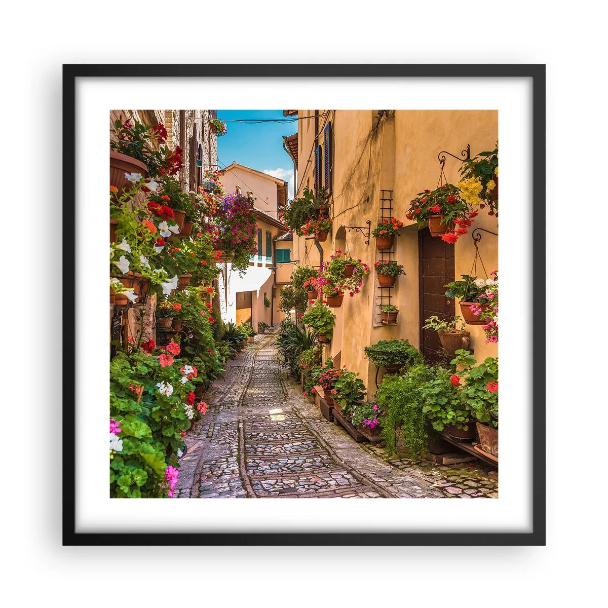 Poster in einem schwarzem Rahmen - Italienische Gasse - 50x50 cm