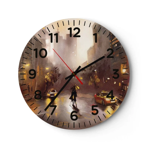 Wanduhr - Glasuhr - Im Licht von New York - 30x30 cm