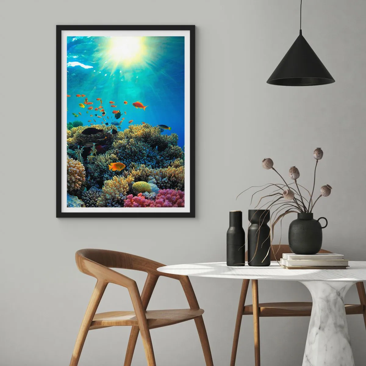 Poster in einem schwarzem Rahmen - Unterwasserschätze - 61x91 cm