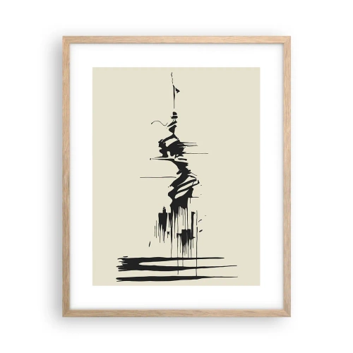 Poster in einem Rahmen aus heller Eiche - Hastige Abstraktion - 40x50 cm