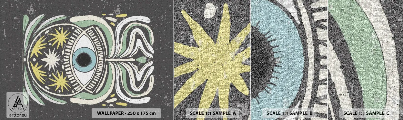 Fototapeten Muster Premium Canvas - Stammesrituale - Boho, Auge, Pastell - 100x30 cm