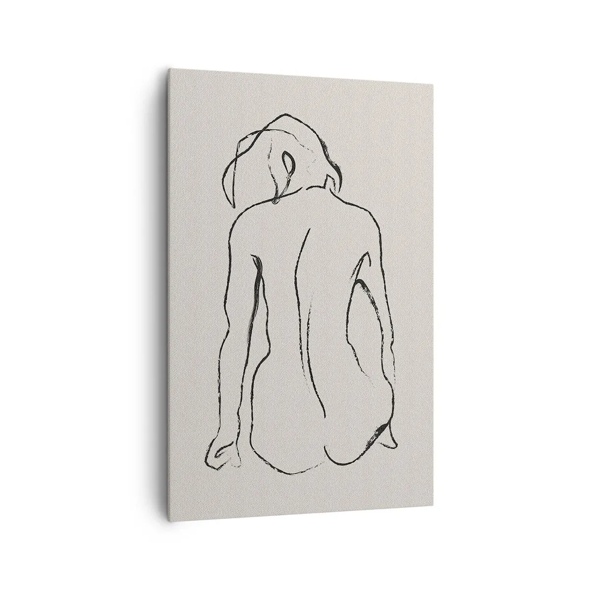 Bild auf Leinwand - Leinwandbild - Eine subtile Skizze der Silhouette eines Mädchens von hinten - 80x120cm - Mädchenakt - Moderne Wanddekoration für Wohnzimmer und Schlafzimmer ARTTOR