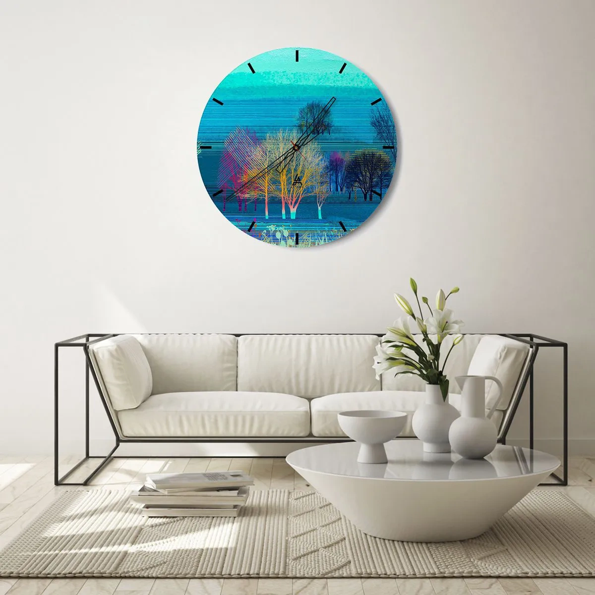 Wanduhr - Glasuhr - Eine gekämmte Landschaft - 40x40 cm