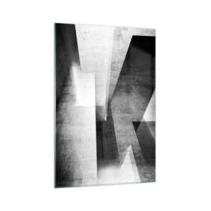 Glasbild - Bild auf glas - Geometrische Formen in einer monochromen Komposition - 70x100cm - Die Raumstruktur - Moderne Wanddekoration für Wohnzimmer und Schlafzimmer ARTTOR