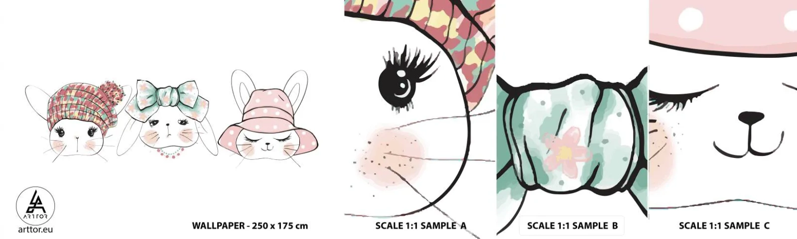 Fototapetenmuster Standard Eco - Nachdenklich, traurig, zufrieden - Für Kinder, Grafik, Illustration - 100x30 cm