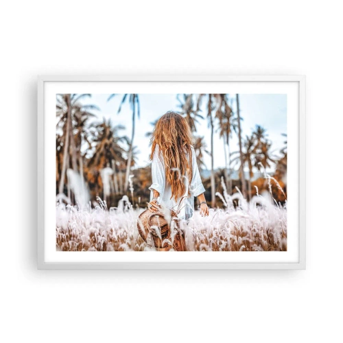 Poster in einem weißen Rahmen - Geboren aus Grasflaum - 70x50 cm