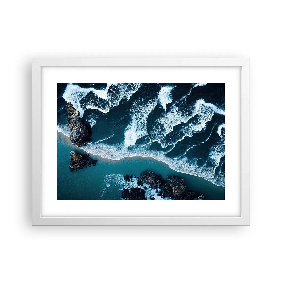 Poster in einem weißen Rahmen - In Wellen gehüllt - 40x30 cm
