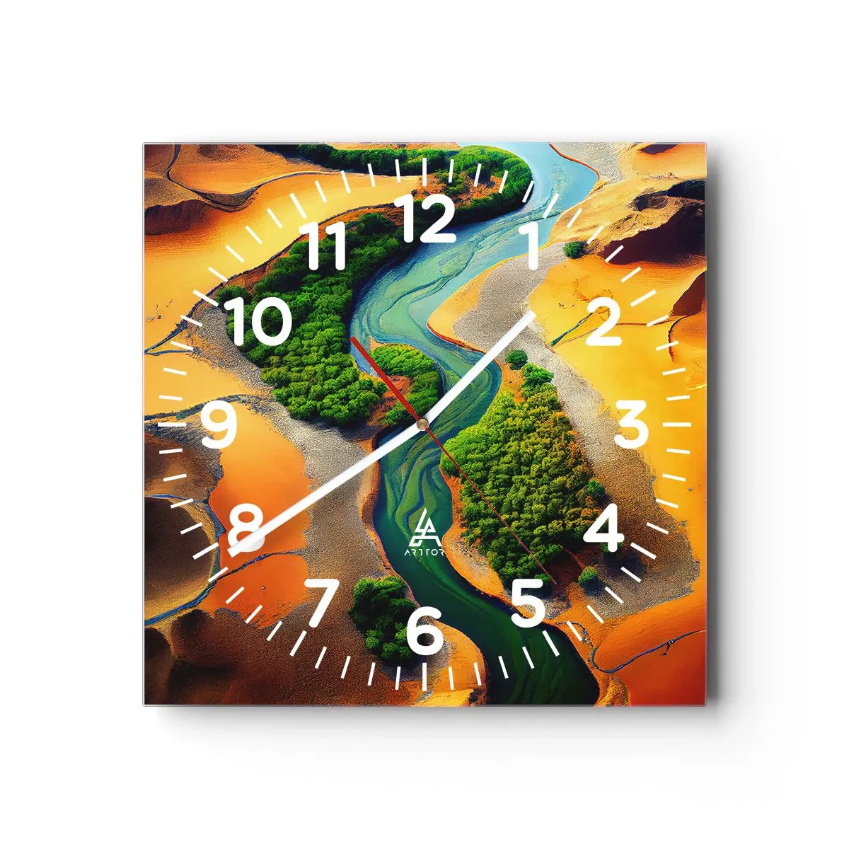 Wanduhr - Glasuhr - Lebensspendender Fluss - 30x30 cm