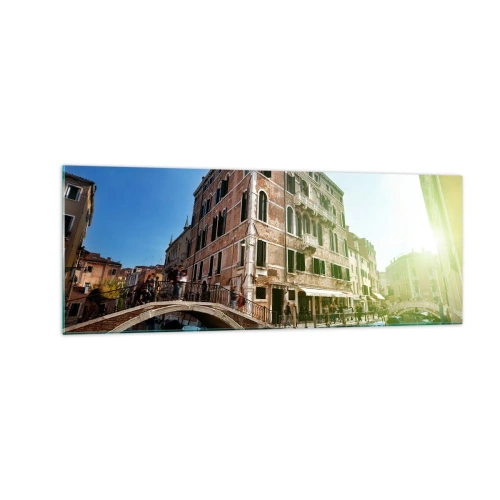 Glasbild - Bild auf glas - Venedig-Brücke und Kanal mit historischer Architektur - 140x50cm - Venedig - Amore Mio - Moderne Wanddekoration für Wohnzimmer und Schlafzimmer ARTTOR