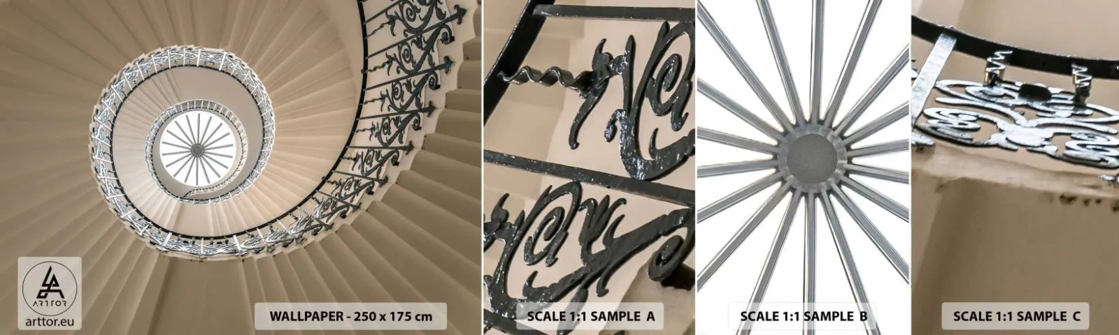 Fototapetenmuster Standard Eco - Im Inneren der Muschel - Treppe, Lockig, Ornament - 100x30 cm