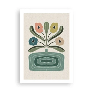 Poster - Stilisierte Blumen in einer grafischen Komposition - 50x70cm - Symmetrischer Strauß - Moderne Wanddekoration für Wohnzimmer und Schlafzimmer ARTTOR