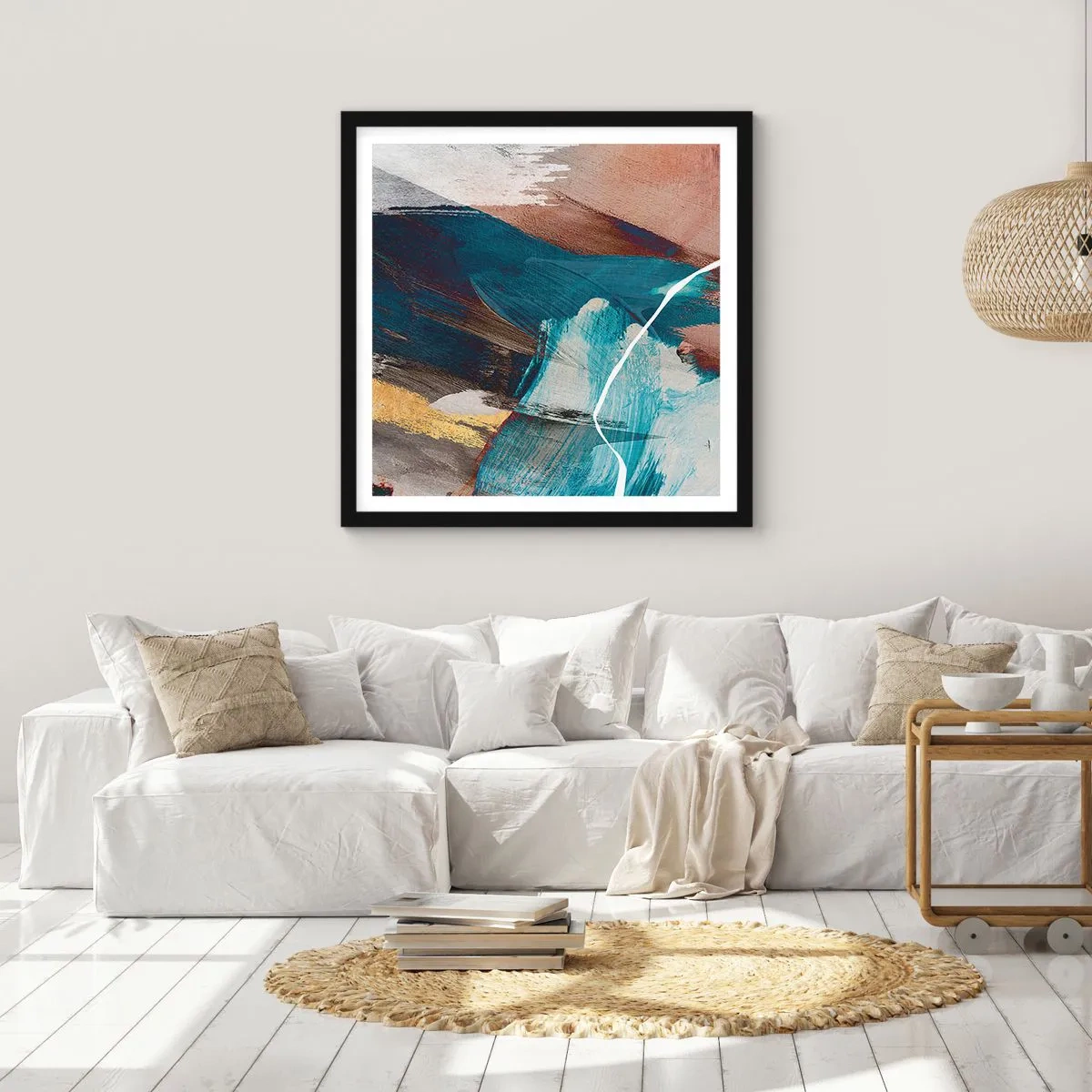 Poster in einem schwarzem Rahmen - Großzügig und mit Energie - 60x60 cm