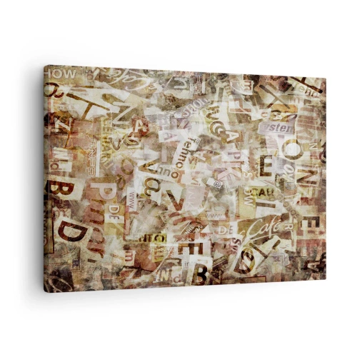 Bild auf Leinwand - Leinwandbild - Abstrakte Komposition mit Buchstaben und Textfragmenten - 70x50cm - Ich vereinige das Geschwätz - Moderne Wanddekoration für Wohnzimmer und Schlafzimmer ARTTOR