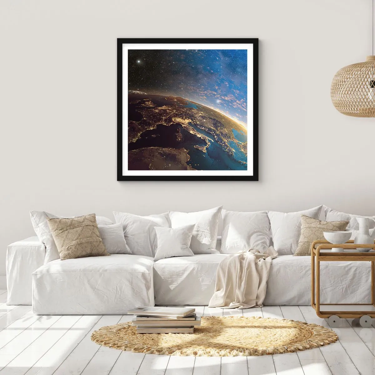 Poster in einem schwarzem Rahmen - Schauen wir uns aus der Ferne an - 60x60 cm