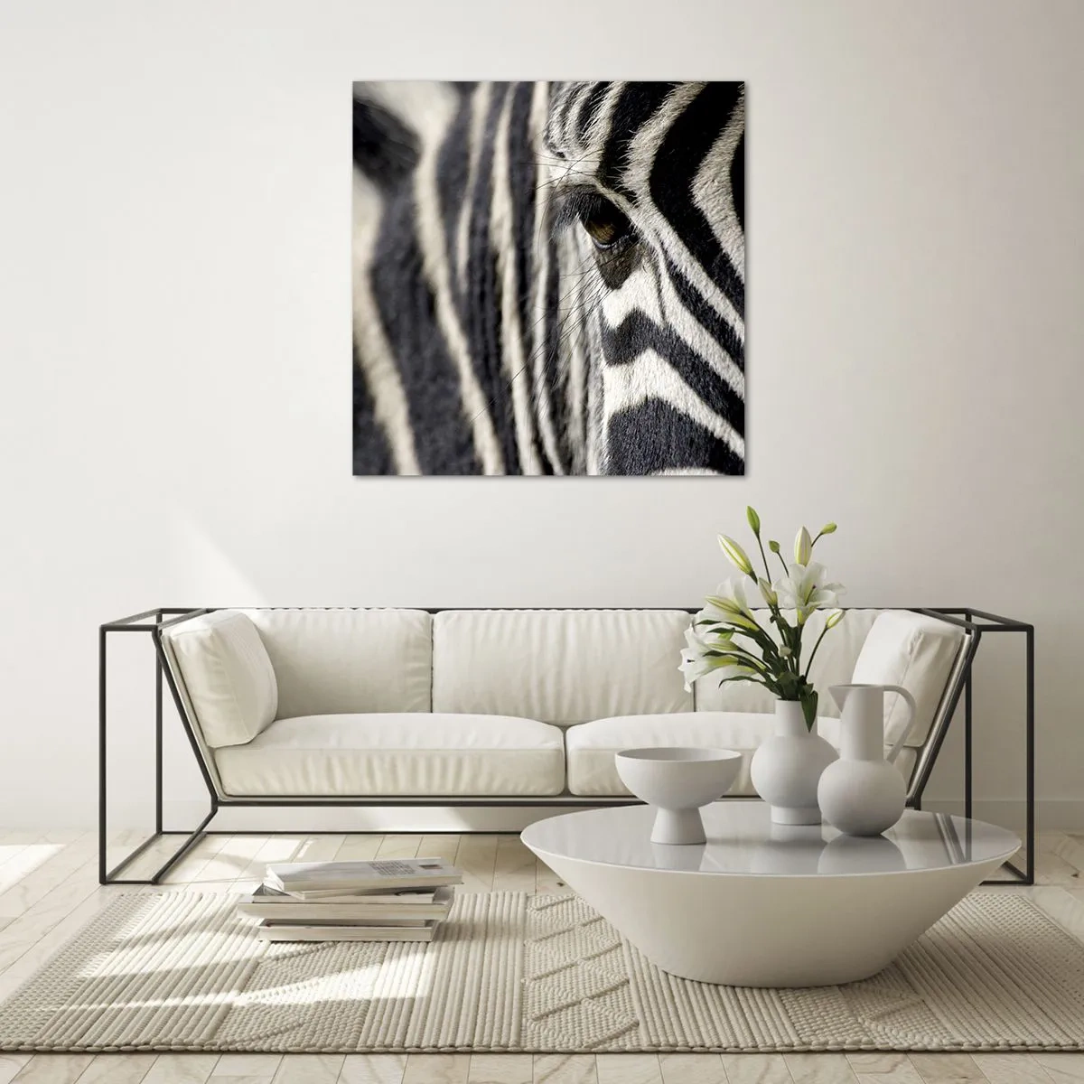 Glasbild - Bild auf glas - Gestreiftes Porträt - 40x40 cm