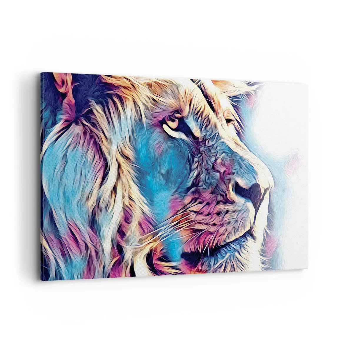 Bild auf Leinwand - Leinwandbild - Porträt eines Löwen in lebendigen, abstrakten Farben - 120x80cm - Die Weisheit der Natur - Moderne Wanddekoration für Wohnzimmer und Schlafzimmer ARTTOR