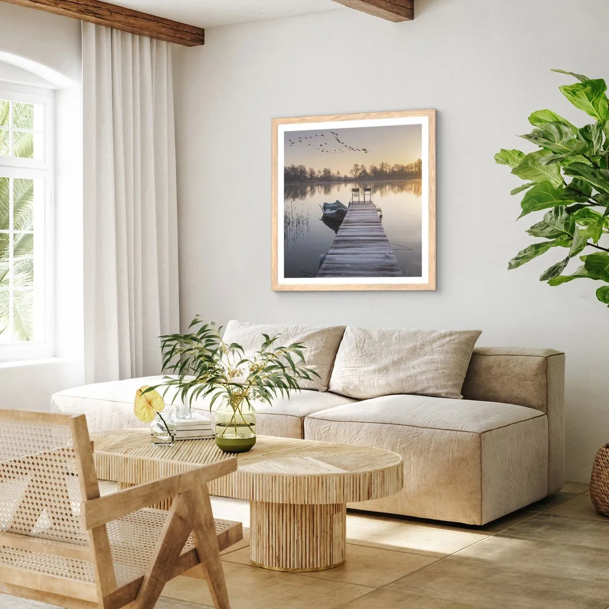 Poster in einem Rahmen aus heller Eiche - Ich komme nach einiger Zeit zurück - 60x60 cm