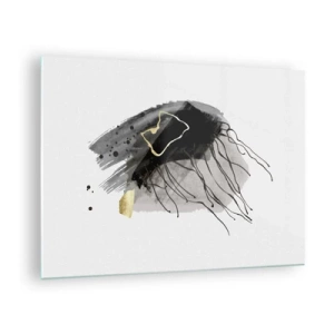Glasbild - Bild auf glas - Abstrakte Komposition aus Schwarz und Gold auf weißem Hintergrund - 70x50cm - In Schwarz und Gold - Moderne Wanddekoration für Wohnzimmer und Schlafzimmer ARTTOR