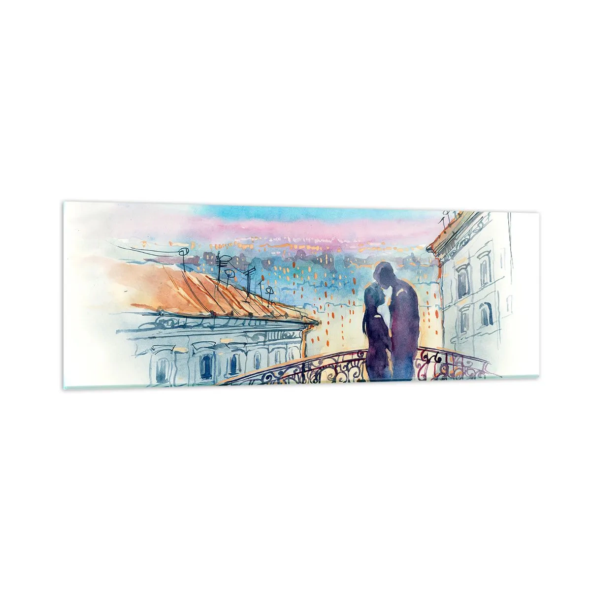 Glasbild - Bild auf glas - Paris-Liebhaber - 90x30 cm