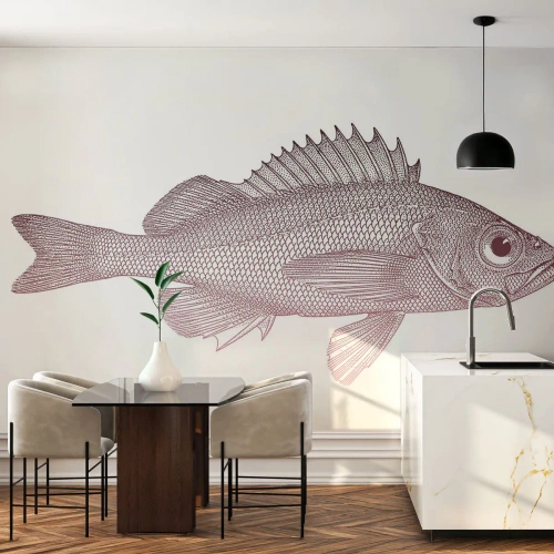 Selbstklebende Fototapete Deluxe Sticker - Großäugiger Fisch - Fisch, Unterwasser, Minimalistisch - 100x70 cm