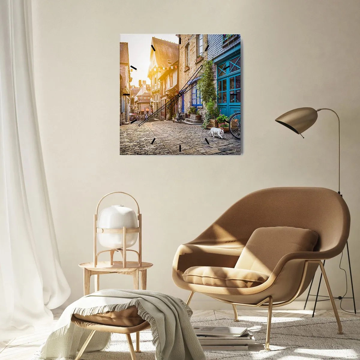 Wanduhr - Glasuhr - Der weiße Geist der Stadt - 40x40 cm