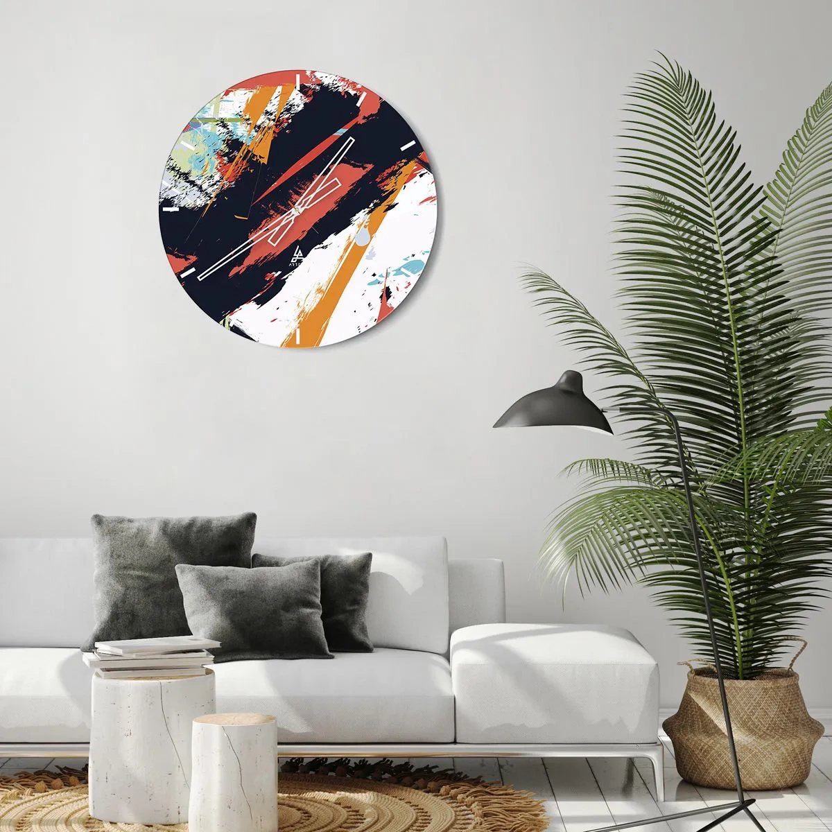 Wanduhr - Glasuhr - Dynamische Komposition - 40x40 cm