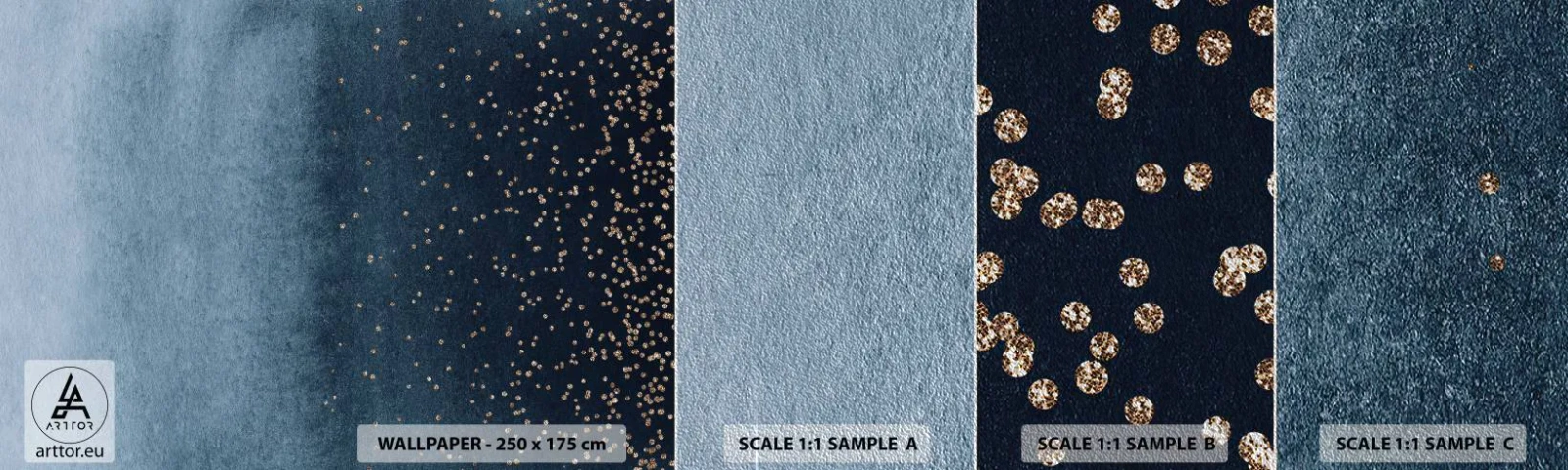 Fototapeten Muster Premium Sand - Komposition - blaue Phasen - Abstraktion, Stück, Design - 100x30 cm