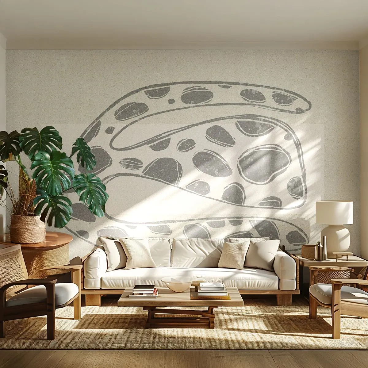 Fototapete Standard Eco - Seltsame Kreatur - Boho, Minimalismus, Hell - 350x256 cm