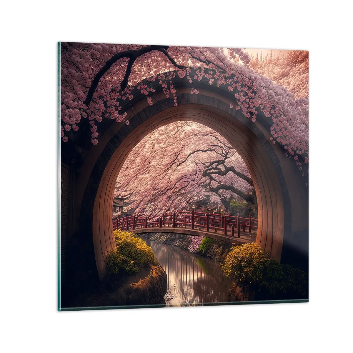Glasbild - Bild auf glas - Japanischer Frühling - 60x60 cm