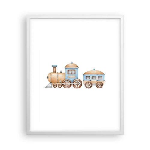 Poster in einem weißen Rahmen - Am Bahnhof steht ... - 40x50 cm