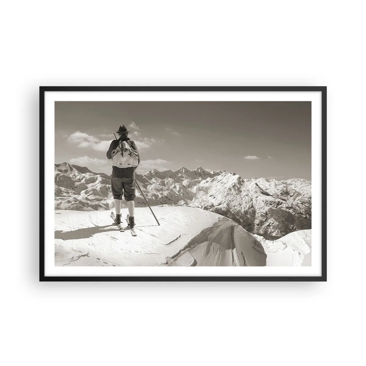 Poster in einem schwarzem Rahmen - Und die Berge bleiben unverändert - 91x61 cm