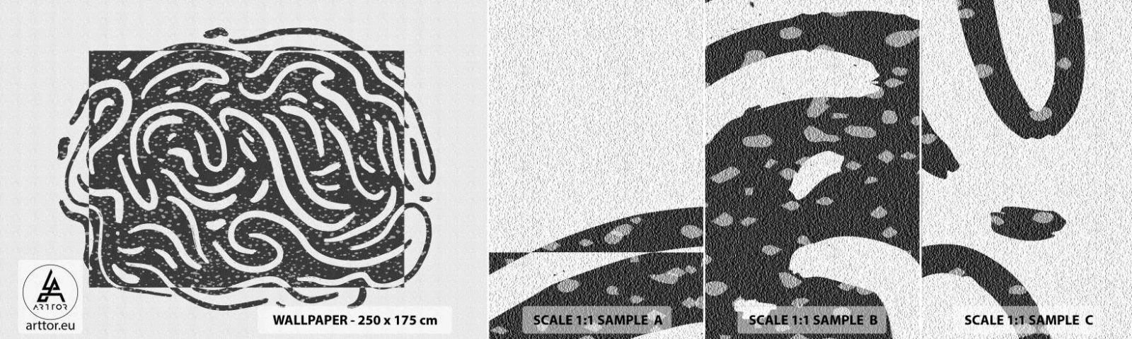 Fototapetenmuster Standard Eco - Abstraktion: Freudentanz - Boho, Schwarz und weiß, Minimalismus - 100x30 cm