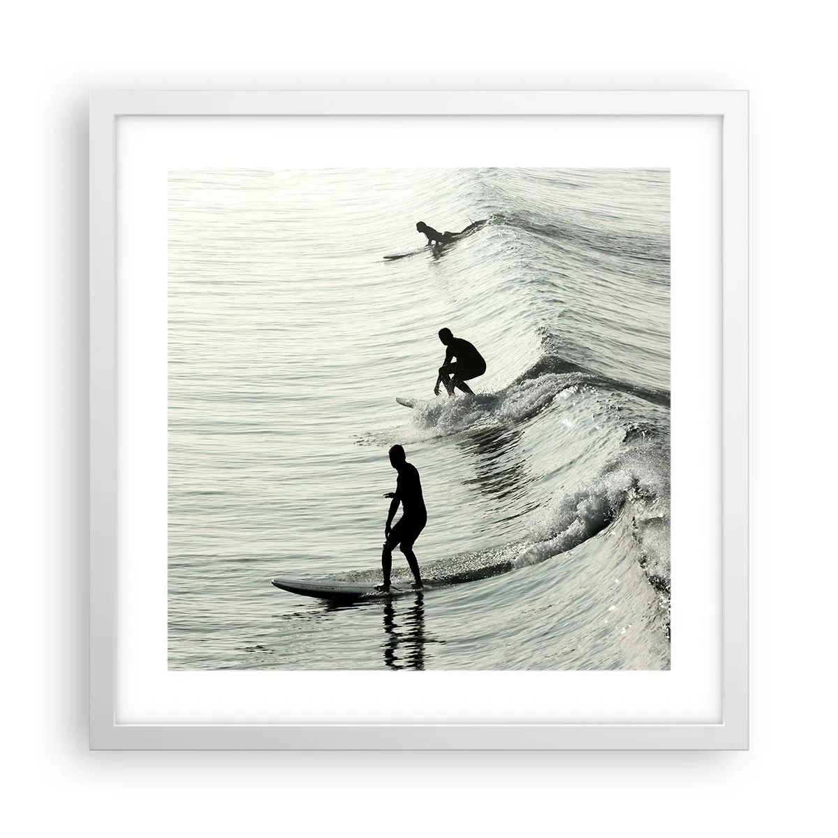 Poster in einem weißen Rahmen - Gegen die Welle - 40x40 cm