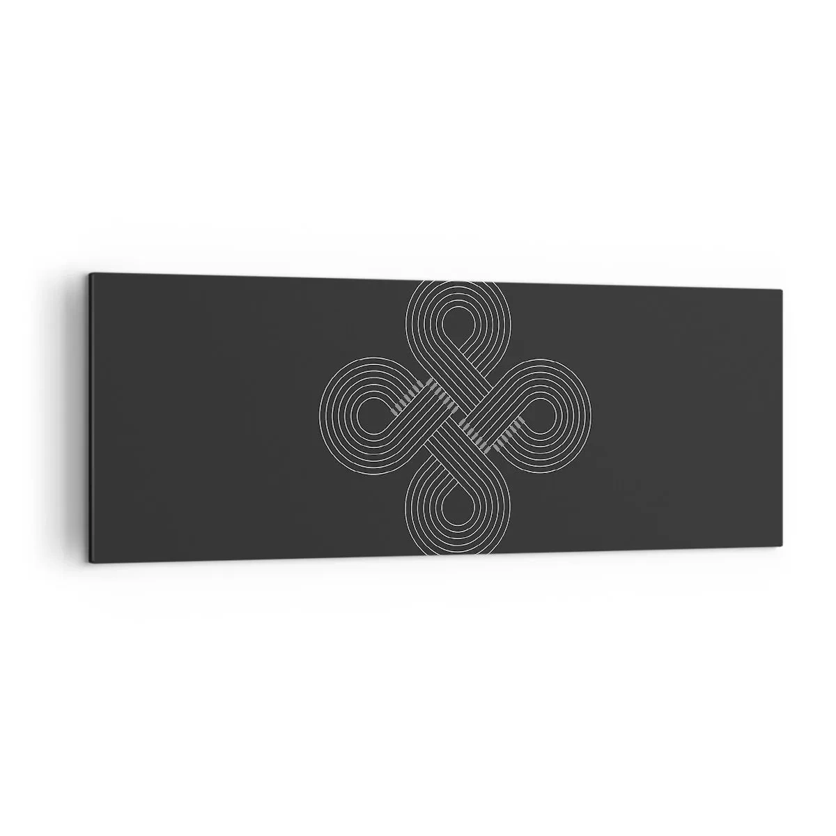 Bild auf Leinwand - Leinwandbild - Keltisches Muster im minimalistischen Stil auf schwarzem Hintergrund - 140x50cm - Im keltischen Geist - Moderne Wanddekoration für Wohnzimmer und Schlafzimmer ARTTOR